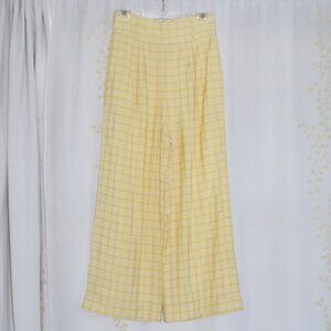 Anthropologie Capulet Lucy Lemon Plaid Wide Leg High Rise Crop Pants Womens XS/S